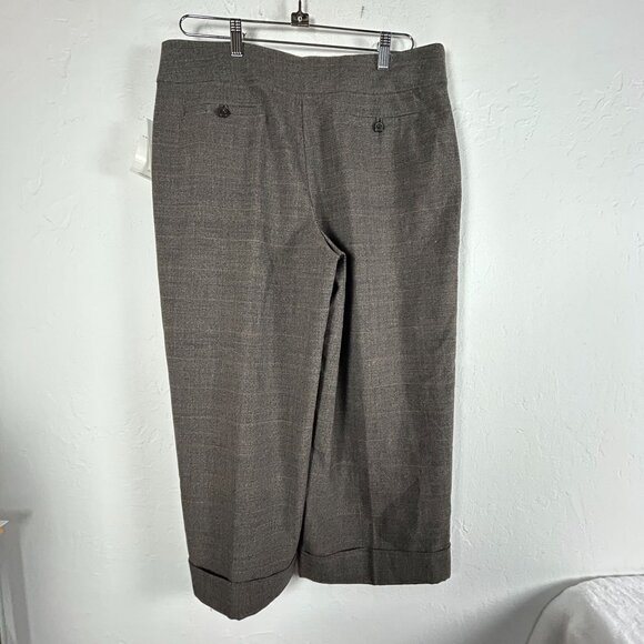 Cabi Womens Mid-Rise Wide-Leg Crop Pant Size 12 Gray Plaid Style 630 Casual New - Picture 2 of 9